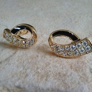 Trifari Rhinestone Pierced Earrings